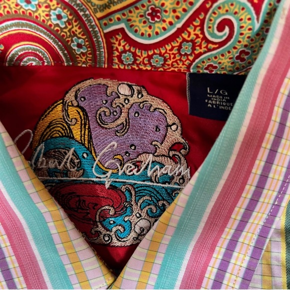 Robert Graham Fab Print Multi-Color Shirt in mint condition. Size Large. - Picture 4 of 4
